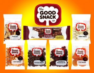 A sample of healthy options from The Good Snack Co - including Brazil Nuts, Chilli Cashews, Chocolate Raisins and energy bars available in all Vendit.ie vending machines