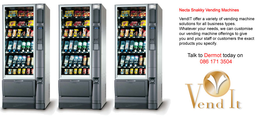 Necta Snakky Vending Machines from VendIt.ie stocked with products specified by you!
